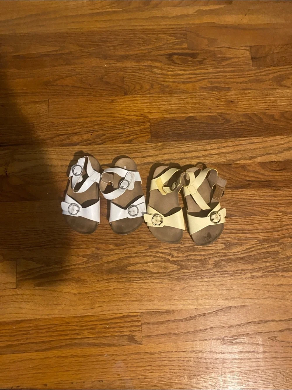 Old Navy Kids Double-Buckle Sandals in White and Pale Yellow